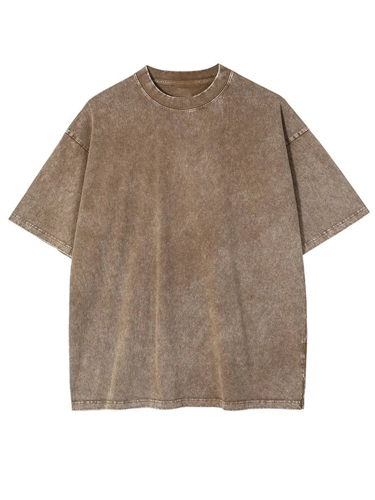 2024 Streetwear Washed Vintage T-Shirts Hip Hop Retro Punk T Shirt Women Tops Cotton Neutral Short Sleeve Acid Wash TShirts