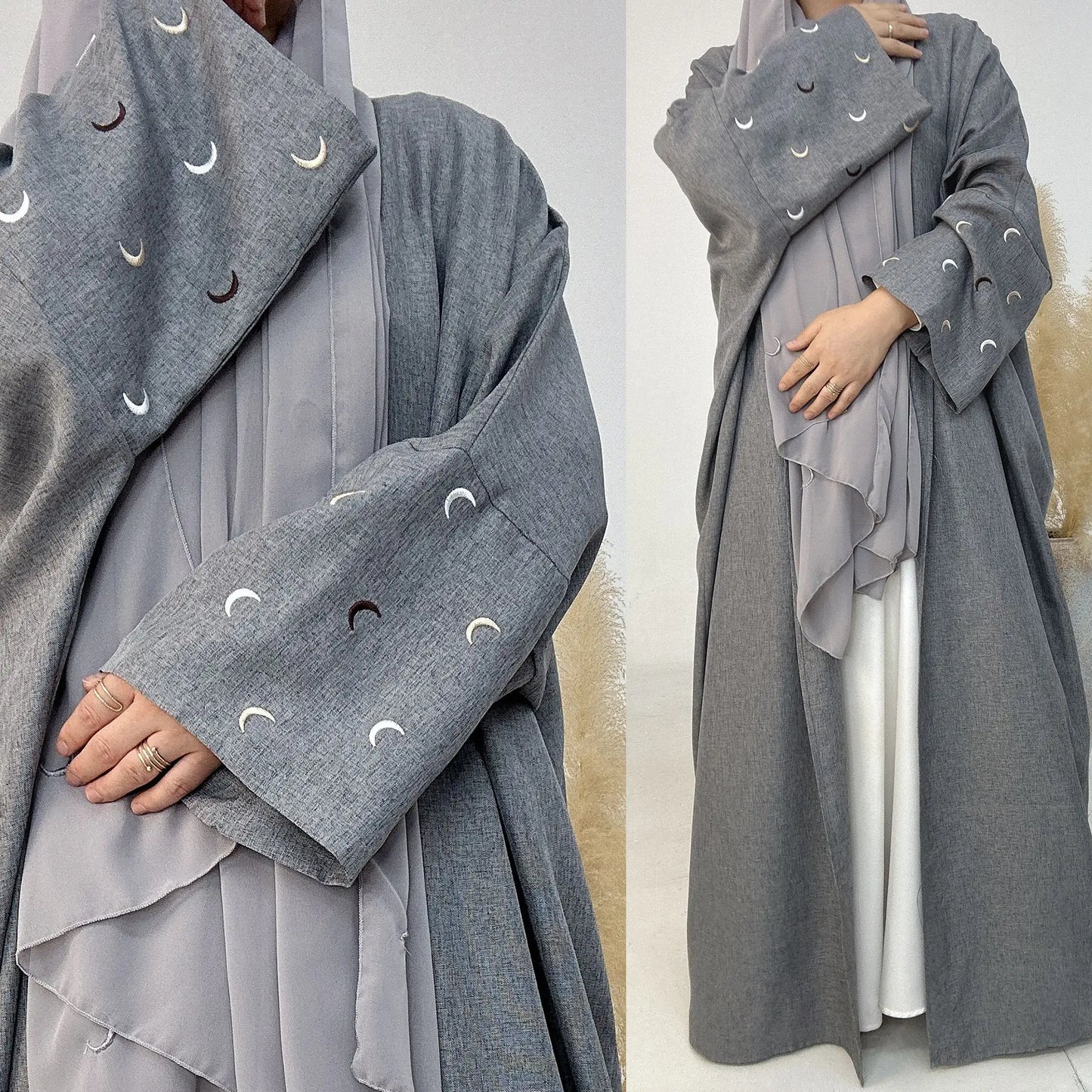 2025 Ramadan Khimar Abaya Saudi Arabia Turkey Islam Embroidery Moon Muslim Cardigan Dress Prayer Clothes Dresses For Women