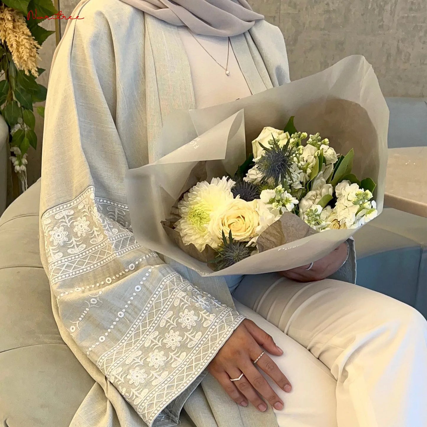 Fashion Embroidery Kimono Oversized Muslim Robe Syari Female Full Length Muslim Outerwear Worship Service Abaya With Belt wy1946