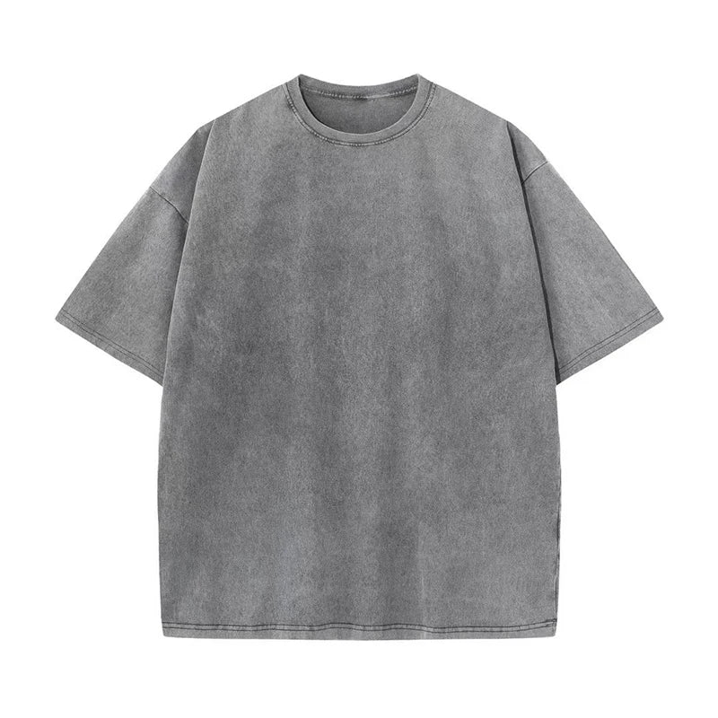 2024 Streetwear Washed Vintage T-Shirts Hip Hop Retro Punk T Shirt Women Tops Cotton Neutral Short Sleeve Acid Wash TShirts