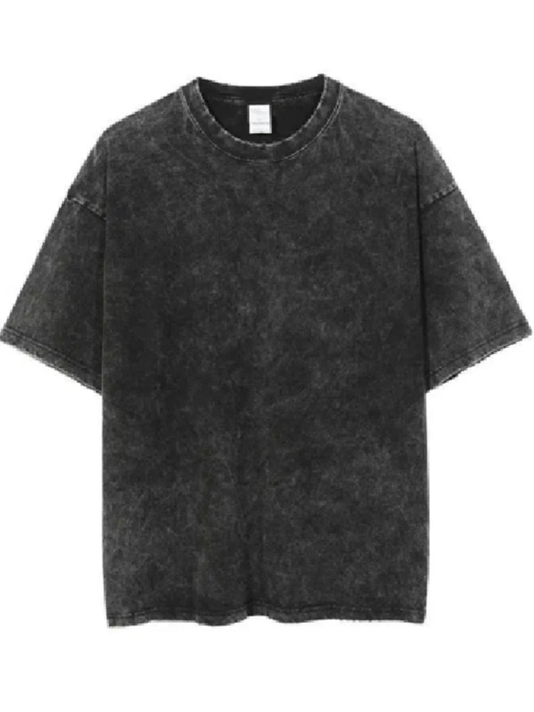 2024 Streetwear Washed Vintage T-Shirts Hip Hop Retro Punk T Shirt Women Tops Cotton Neutral Short Sleeve Acid Wash TShirts