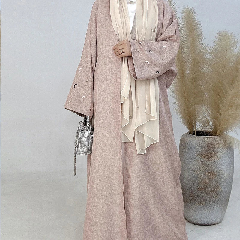 2025 Ramadan Khimar Abaya Saudi Arabia Turkey Islam Embroidery Moon Muslim Cardigan Dress Prayer Clothes Dresses For Women