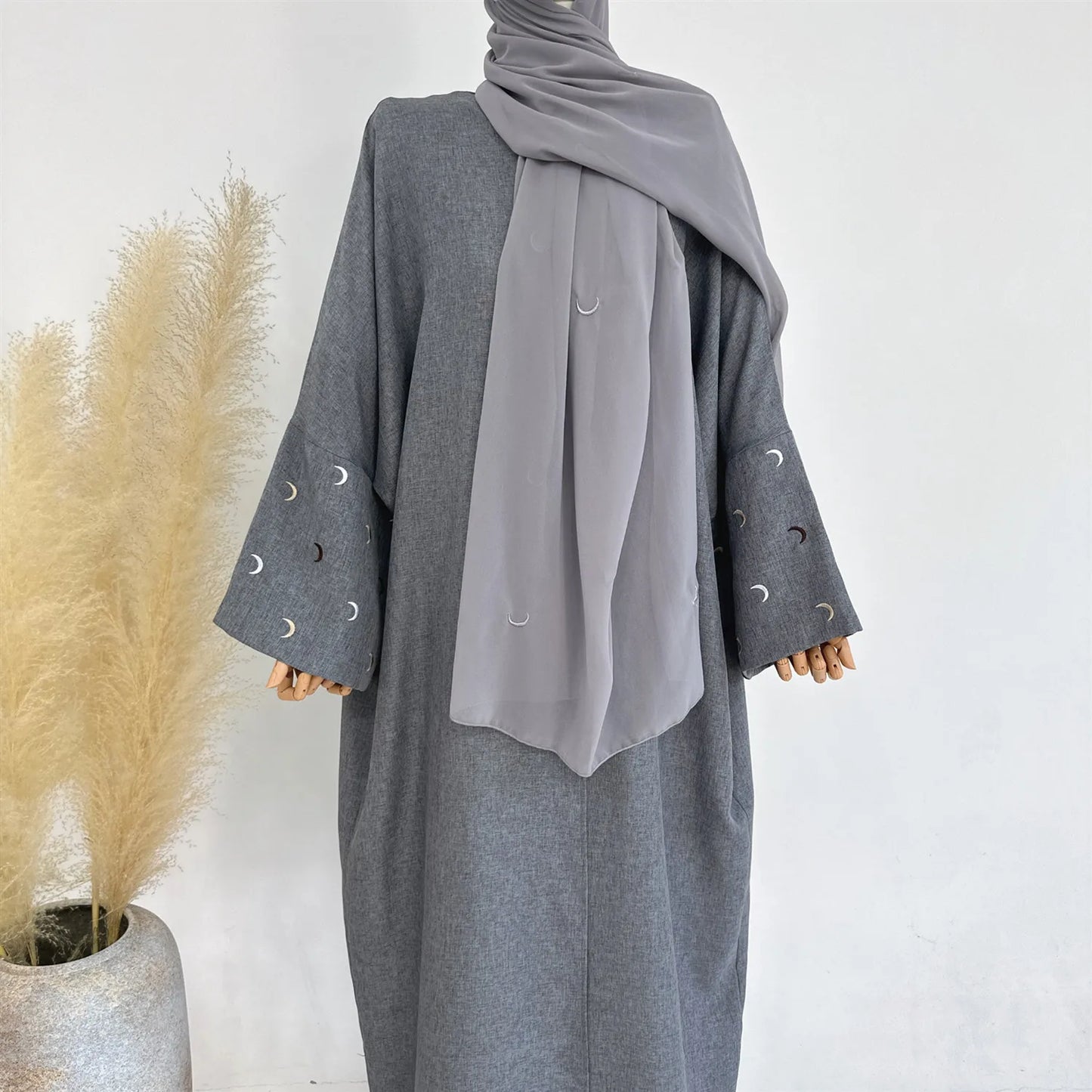 2025 Ramadan Khimar Abaya Saudi Arabia Turkey Islam Embroidery Moon Muslim Cardigan Dress Prayer Clothes Dresses For Women
