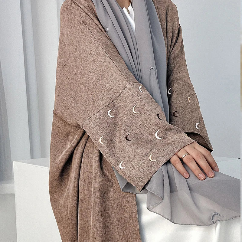 2025 Ramadan Khimar Abaya Saudi Arabia Turkey Islam Embroidery Moon Muslim Cardigan Dress Prayer Clothes Dresses For Women