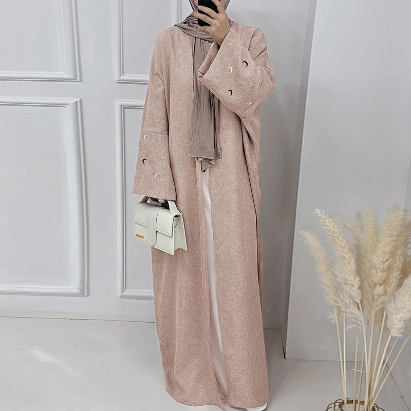 2025 Ramadan Khimar Abaya Saudi Arabia Turkey Islam Embroidery Moon Muslim Cardigan Dress Prayer Clothes Dresses For Women