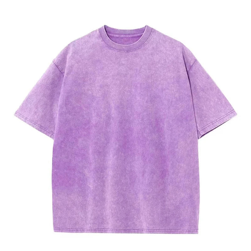 2024 Streetwear Washed Vintage T-Shirts Hip Hop Retro Punk T Shirt Women Tops Cotton Neutral Short Sleeve Acid Wash TShirts