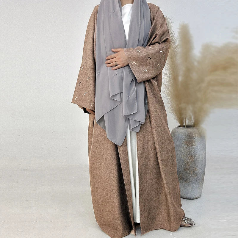 2025 Ramadan Khimar Abaya Saudi Arabia Turkey Islam Embroidery Moon Muslim Cardigan Dress Prayer Clothes Dresses For Women
